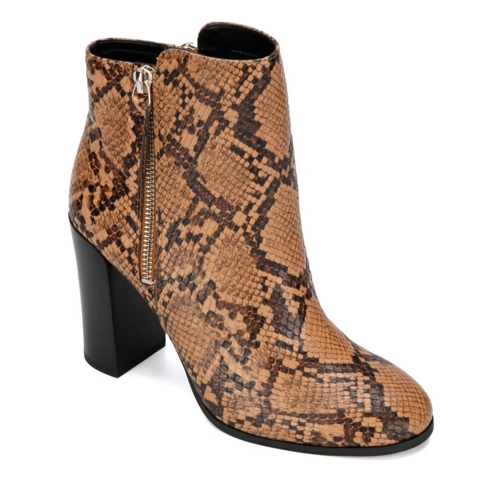 Kenneth Cole Women's Justin Boots Snake 1" Platform Stepped Tan Size 9 Medium